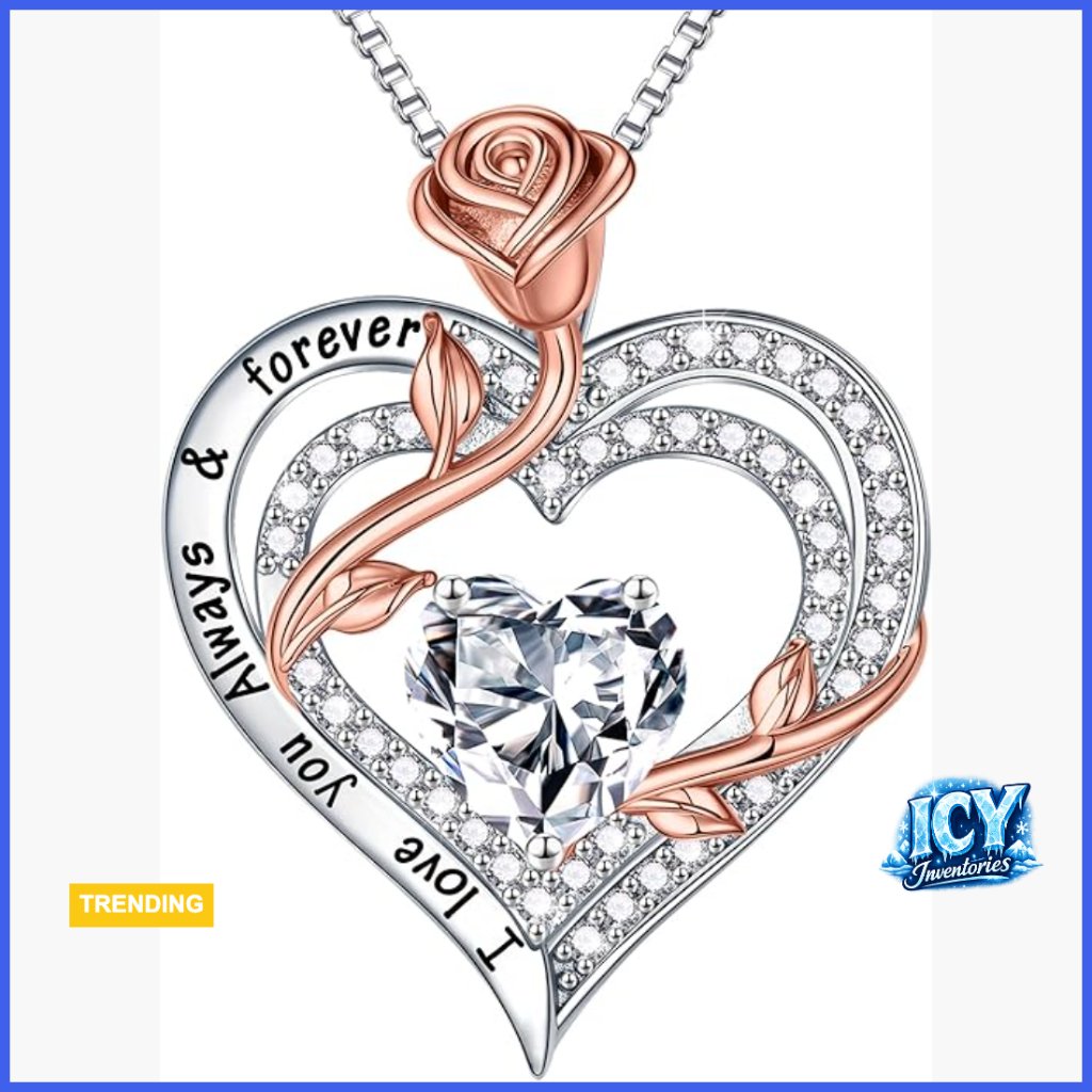 925 Sterling Silver Heart Moissanite Necklace, 1 Ct Lab Created